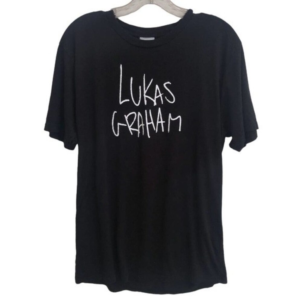 Lukas Graham Black short sleeve T-shirt logo spell out large UNISEX - Picture 3 of 5